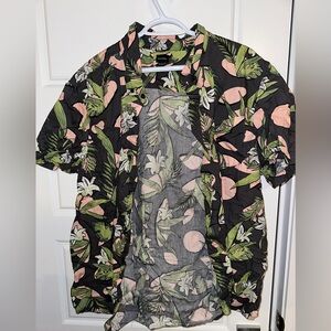 Floral print button up men’s shirt Bluenotes